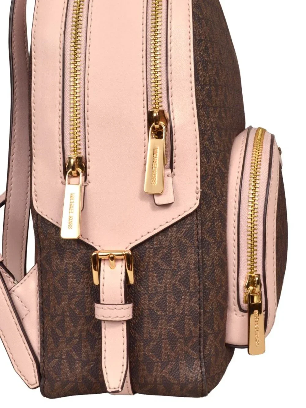 Michael Kors Jaycee Medium Logo Backpack Brown Pink Print